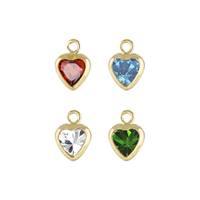 Cubic Zirconia Heart Shape Bezel Set Charm With Flat Ring