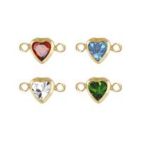 Gold Filled Cubic Zirconia Heart Shape Connector With Flat Ring