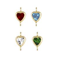 Gold Filled Cubic Zirconia Heart Shape Connector With Vertical Perpendicular Rin