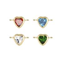 Gold Filled Cubic Zirconia Heart Shape Connector With Perpendicular Ring