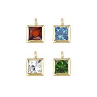 Cubic Zirconia Square Shape Bezel Set Charm With Perpendicular Ring