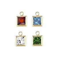Cubic Zirconia Square Shape Bezel Set Charm With Flat Ring