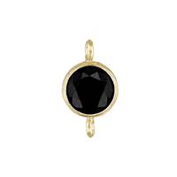 Gold Filled Black Cubic Zirconia Bezel Set Connector