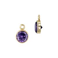 Gold Filled Amethyst Cubic Zirconia Bezel Set Charm