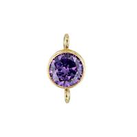 Gold Filled Amethyst Cubic Zirconia Bezel Set Connector