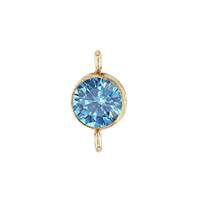 Gold Filled Aqua Cubic Zirconia Bezel Set Connector