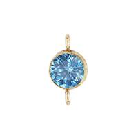 Gold Filled Aqua Cubic Zirconia Bezel Set Connector