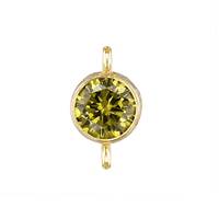 Gold Filled Peridot Cubuc Zirconia Bezel Set Connector