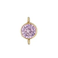 Gold Filled Pink Cubic Zirconia Bezel Set Connector