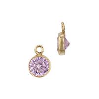 Gold Filled Pink Cubic Zirconia Bezel Set Charm