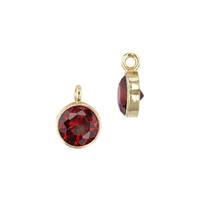 Gold Filled Garnet Cubic Zirconia Bezel Set Charm