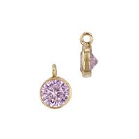 Gold Filled Pink Cubic Zirconia Bezel Set Charm