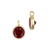 Gold Filled Red Cubic Zirconia Bezel Set Charm