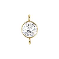 Gold Filled White Cubic Zirconia Bezel Set Connector