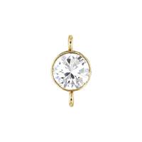 Gold Filled White Cubic Zirconia Bezel Set Connector