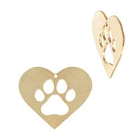 Gold Filled Dog Paw Heart Charm