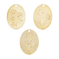 Gold Filled Flower Birth Month Oval Charm