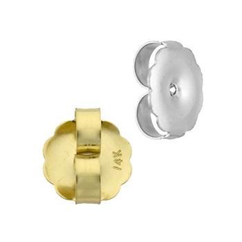 18K 9mm Ridged Edge Earring Earnut 0.9mm Center Hole