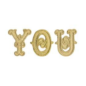 14KY Gold Initial Gothic Font Height 6.44mm