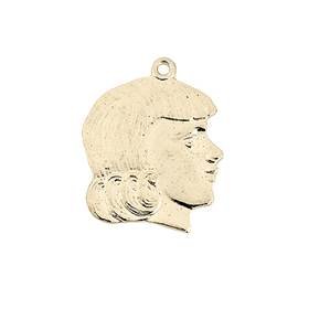 14ky 23mm girl head charm