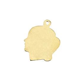 14ky 21mm girl head charm