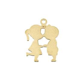 14ky 21mm boy kissing girl charm