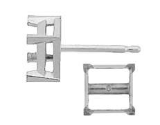 platinum 3.75mm 40pts meatal mold v-end square earring
