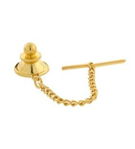 gold plated tie tack clutch with chain (gold plated)