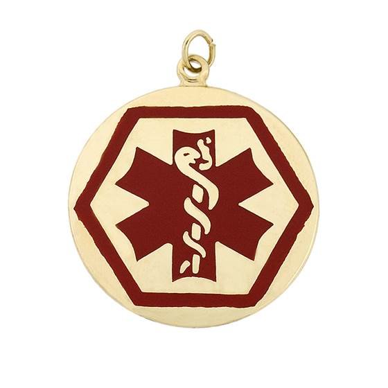 14ky 25mm medic alert id pendant