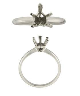 14K V-Prong Heart Solitaire Rings