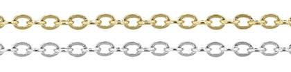 14K Gold Chain 1.04mm Width Flat Round Cable Chains