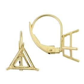 14ky 6.5mm triangle 3 prong leverback earring