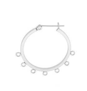 sterling silver 23mm hoop earring with 7 rings