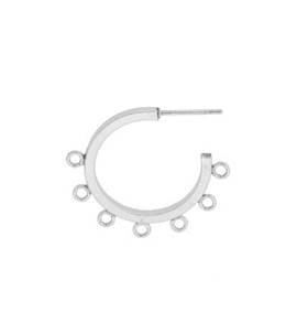 sterling silver 16mm hoop earring with 7 rings