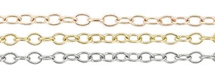 14K Gold Chain 1.50mm Width Round Cable Chains