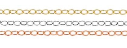 14K Gold Chain 1.50mm Width Flat Round Cable Chain