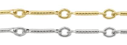 14K Gold Chain 0.92mm Width Hammer Bar Chains