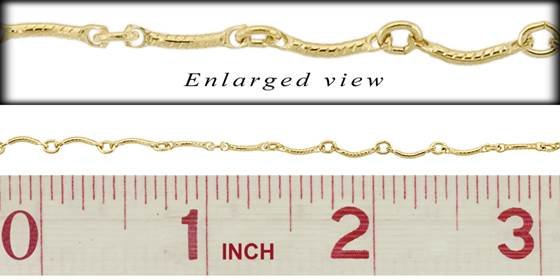 gold filled 0.92mm chain width hammer curve bar cable chain