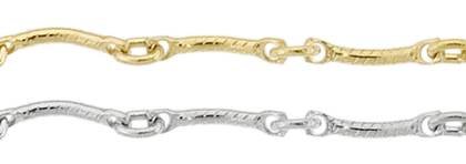 14K Gold Chain 0.92mm Width Hammer Curve Bar Chain