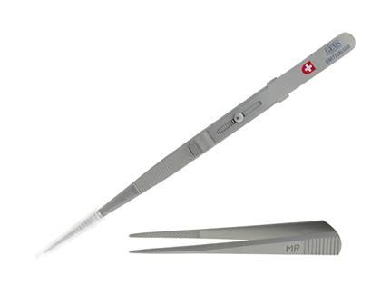 0.9mm tip swiss made medium tip side lock matt finish tweezer