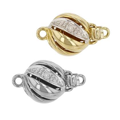 14K Diamond Accent Hollow Spiral Ball Clasp