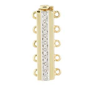 14ky 6.8pts 5 strands diamond accent bar clasp