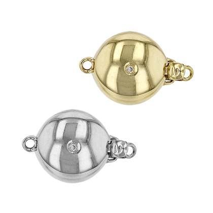 14K Diamond Accent Button Bead Clasp