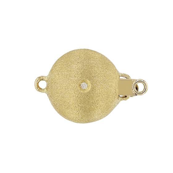 14ky 11mm diamond accent matt button bead clasp