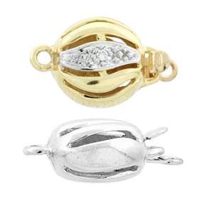 14K Diamond Accent Oval Bead Clasps