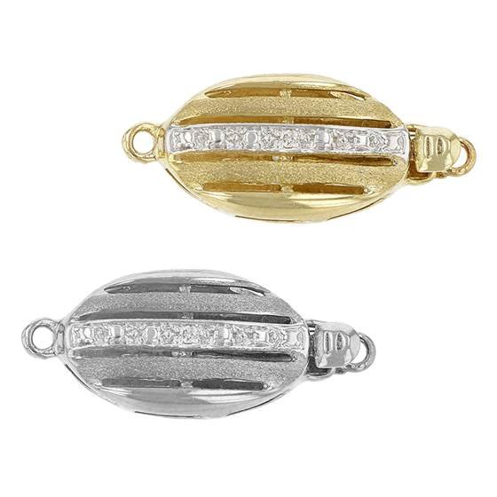 14K Diamond Accent Hollow Oval Bead Clasp