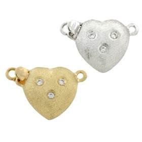 14K Diamond Accent Heart Matt Clasps