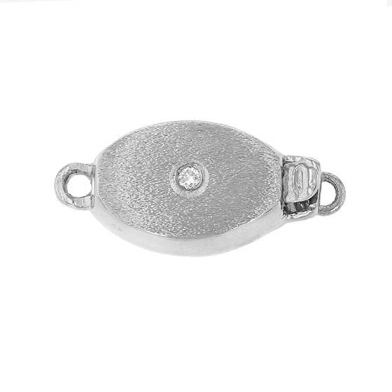 14kw 7x11mm diamond accent matt oval bead clasp