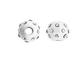 sterling silver 8mm round satin rhinestone bead