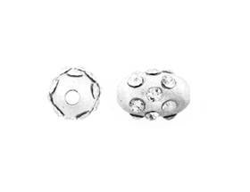 sterling silver 4mm barrel satin rhinestone bead